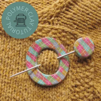 Plaid Shawl Pin Polymer Clay Tutorial