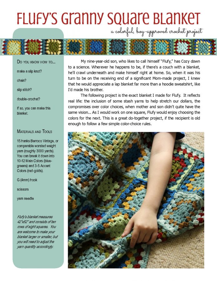 Flufy's Granny Square Blanket crochet pattern at Polka Dot Cottage