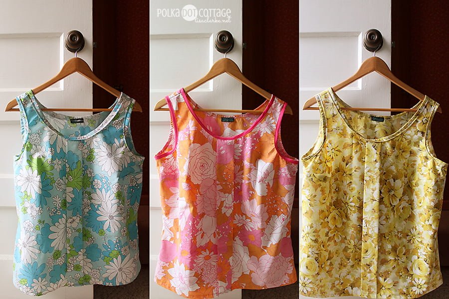 Colette Sorbetto Tanks made from vintage sheets @lclarke522