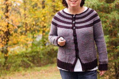 Striped Yoke Cardigan knitting pattern at Polka Dot Cottage