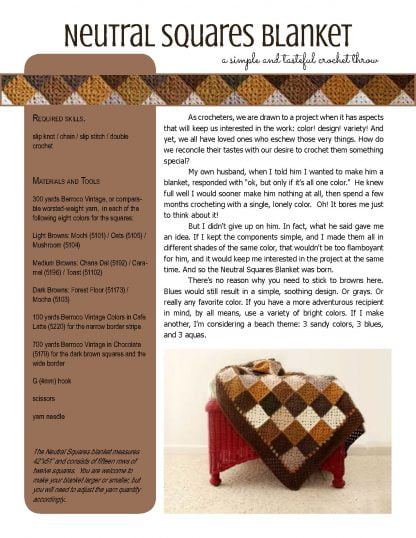 Neutral Squares Blanket crochet pattern at Polka Dot Cottage