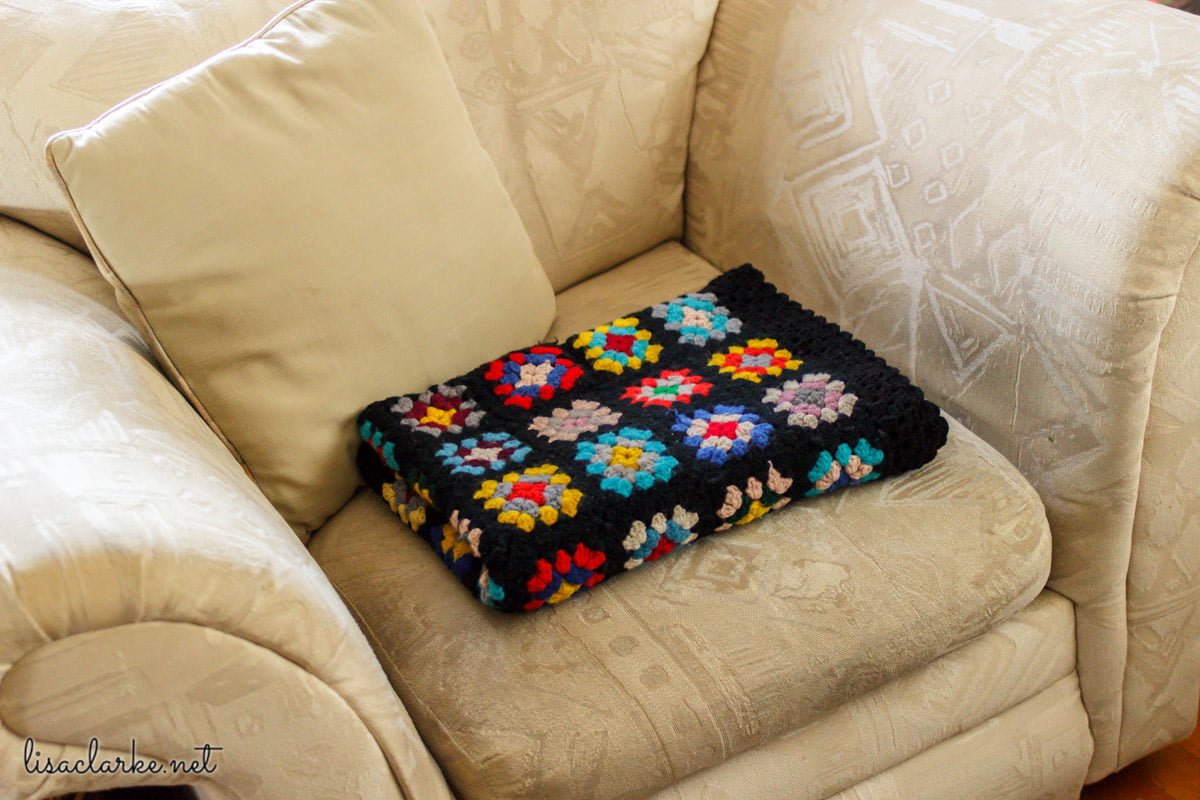 The granny square blanket that used to be a sweater