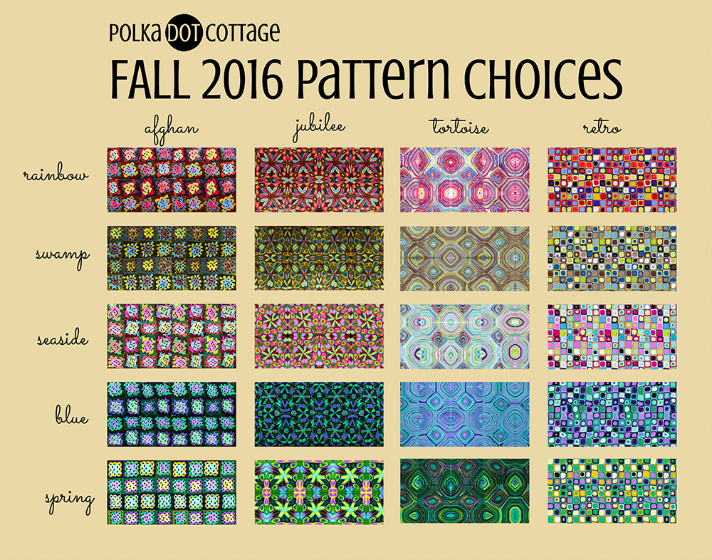 Polka Dot Cottage pattern choices for custom work