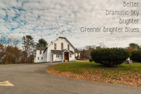 Photoshop Actions and Lightroom Presets: Cairo NY Church - Greener Brighter Blues