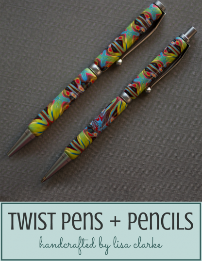 Polymer Clay Twist Pens and Pencils from Polka Dot Cottage