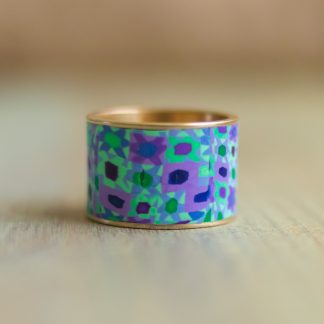 Polka Dot Cottage Channel Ring in Blue Calico