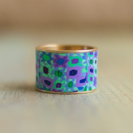 Polka Dot Cottage Channel Ring in Blue Calico