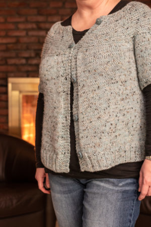 Fireside Cardigan Knitting Pattern, Short Sleeve Version