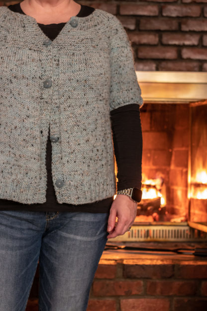 Fireside Cardigan Knitting Pattern, Short Sleeve Version