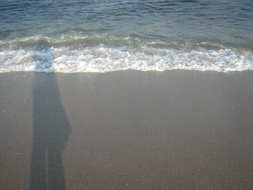 My shadow as the waves come in