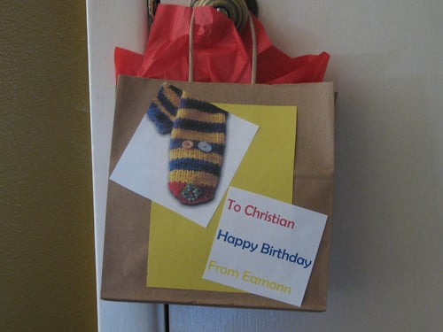 Puppet in a gift bag