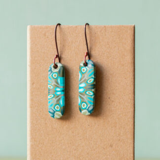 Dangly Earrings<br><small>Ear Wires: Copper, Shape: Capsule (1 1/4"), Design: Celadon Jubilee</small>
