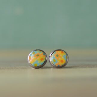 Stud Earrings<br><small>Shape: Stainless Steel Circle (10mm), Design: 1971 Calico</small>