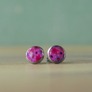Stud Earrings<br><small>Shape: Stainless Steel Circle (10mm), Design: Pink Calico</small>