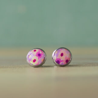 Stud Earrings<br><small>Shape: Stainless Steel Circle (10mm), Design: Lush Calico</small>