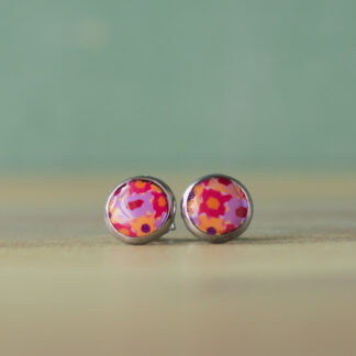 Stud Earrings<br><small>Shape: Stainless Steel Circle (10mm), Design: Campfire Calico</small>