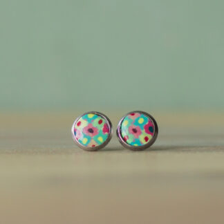 Stud Earrings<br><small>Shape: Stainless Steel Circle (10mm), Design: Circus Calico</small>